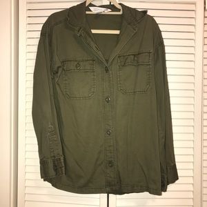 Old Navy Boyfriend Button Up, Olive Green (M)